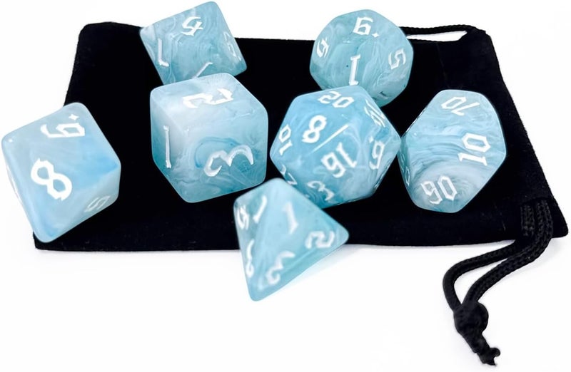 vvpesca Blue DND Dice Set of 7 – Polyhedral Dice Set for TTRPGs,Dungeons and Dragons,Role Playing Games and Other Table Games– D20 System Dice (Summer Blue) - Image 5